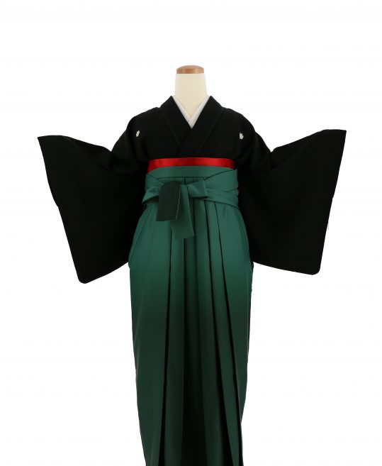 卒業式袴レンタル[宝塚風]黒の紋付き無地着物[身長156㎝前後対応]No.3077